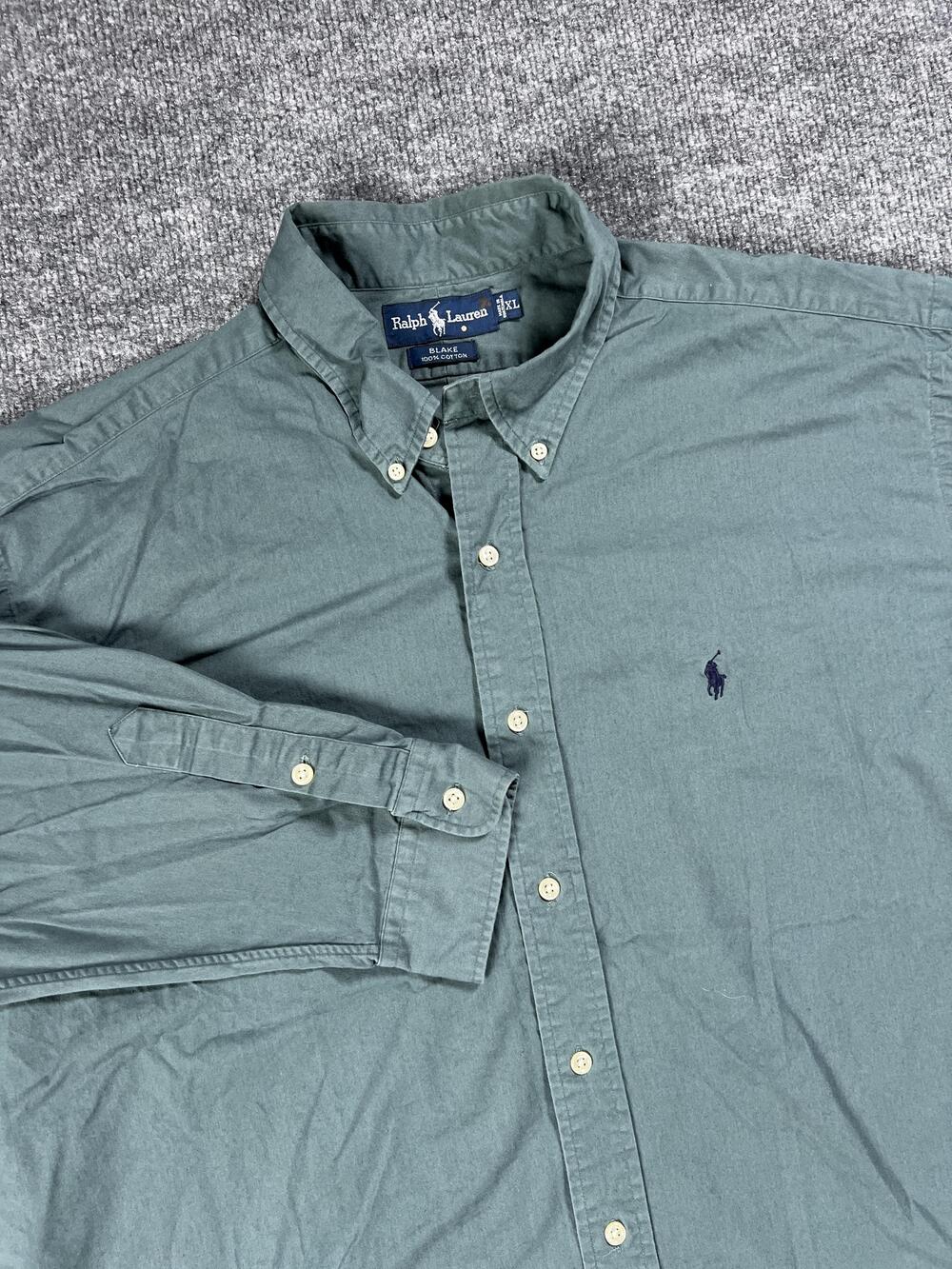 Vintage Ralph Lauren Shirt Blake Button Down Long Sleeve Green Mens Extra Large